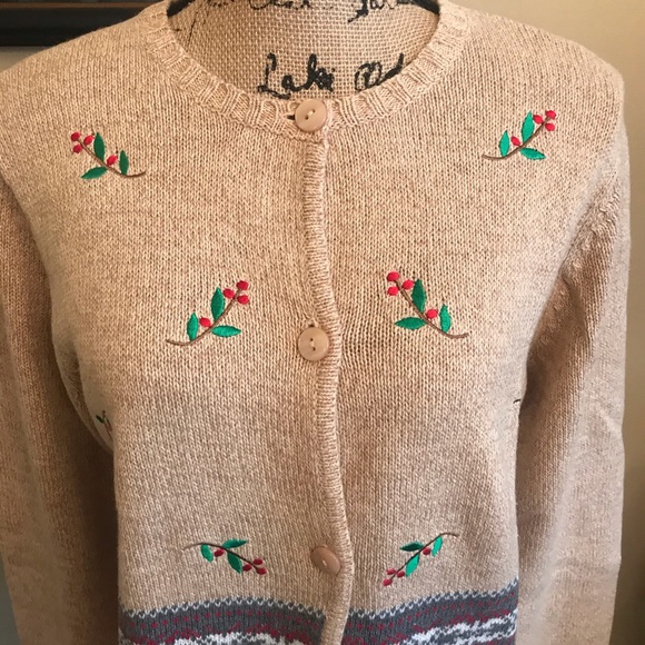 Vintage Crystal Kobe Christmas Sweater Cardigan - Picture 9 of 11